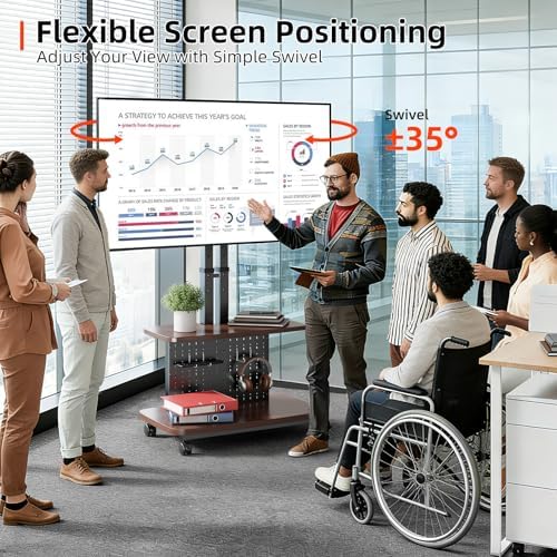 Mobile TV Cart on Wheels,Height Adjustable Rolling TV Stand for 32-85 inch TV...