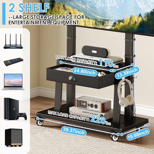 Mobile TV Stand on Wheels for 42-100 inch TVs up to 330lbs, Rolling TV Cart w...