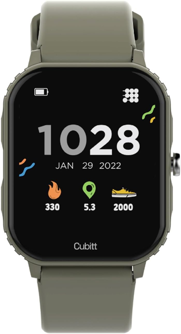 Cubitt Teens Smartwatch, 1.85” Touchscreen Fitness Tracker – Forest Green