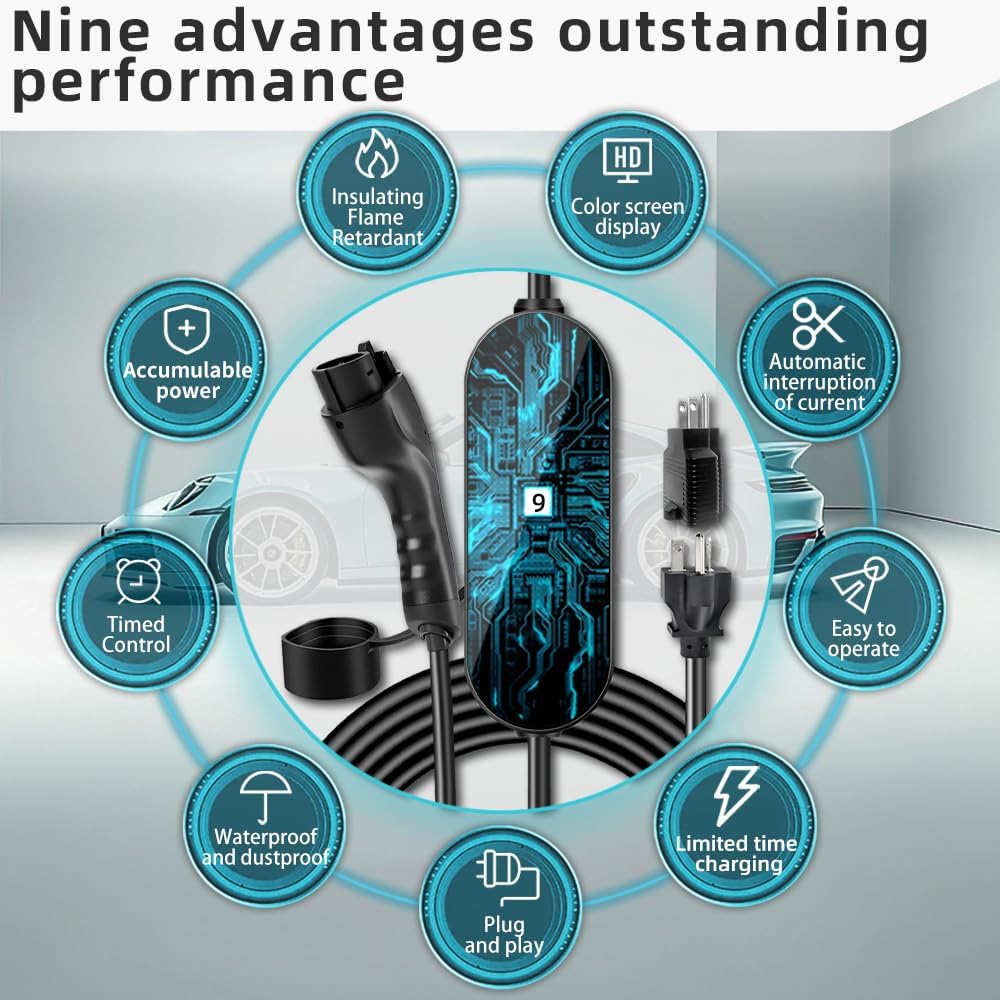Level 1+2 EV Charger,8~16Amp Electric Vehicle Charging Station