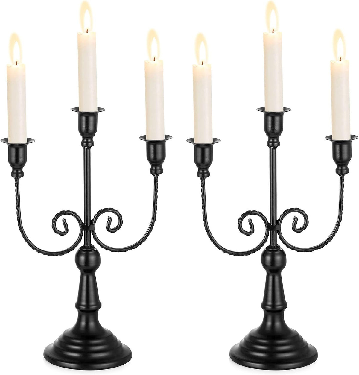 Sziqiqi Black Candelabra Candle Holder for Halloween, 3 Arms Candelabra