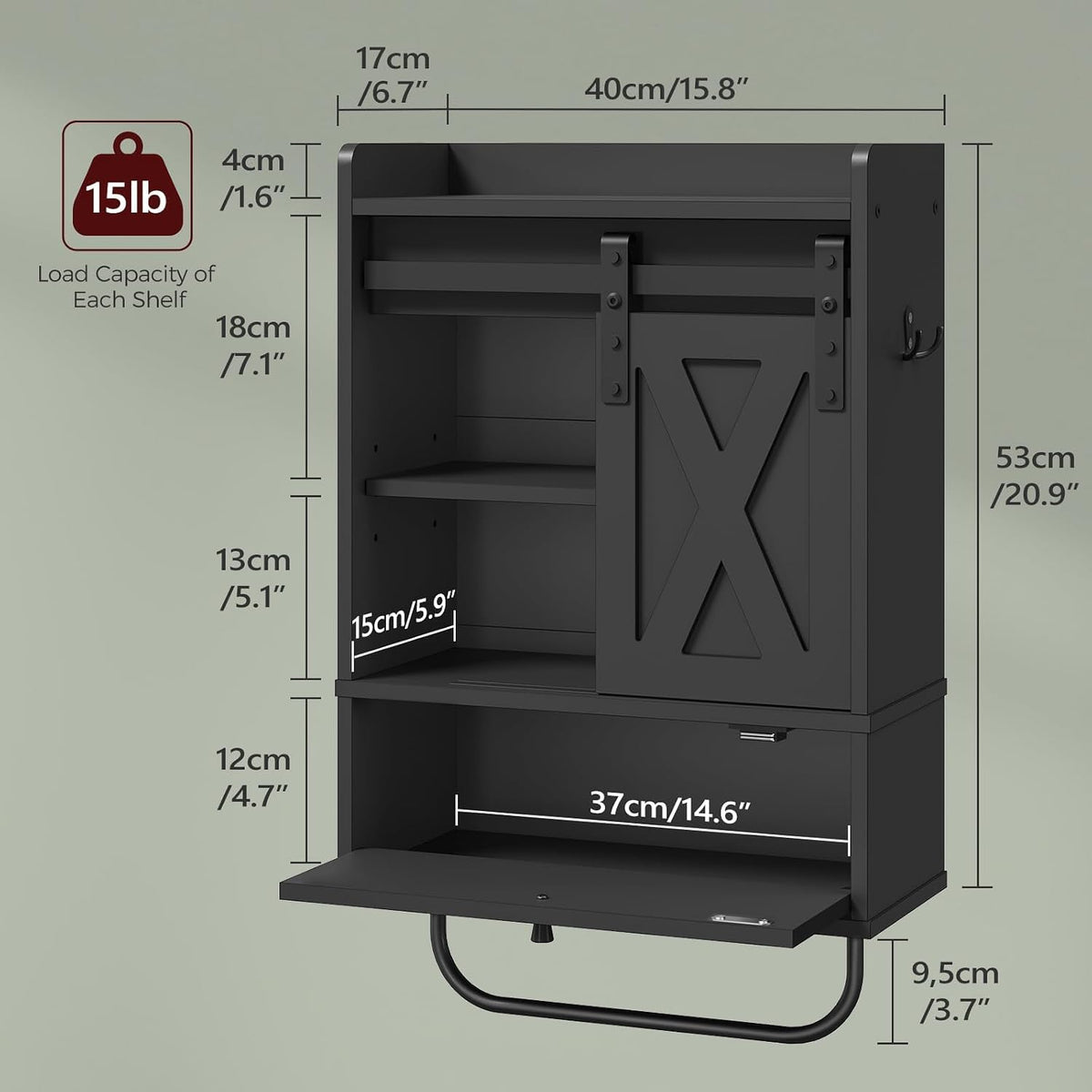 MAHANCRIS Bathroom Wall Cabinet, Farmhouse Medicine Cabinets, Sliding Door