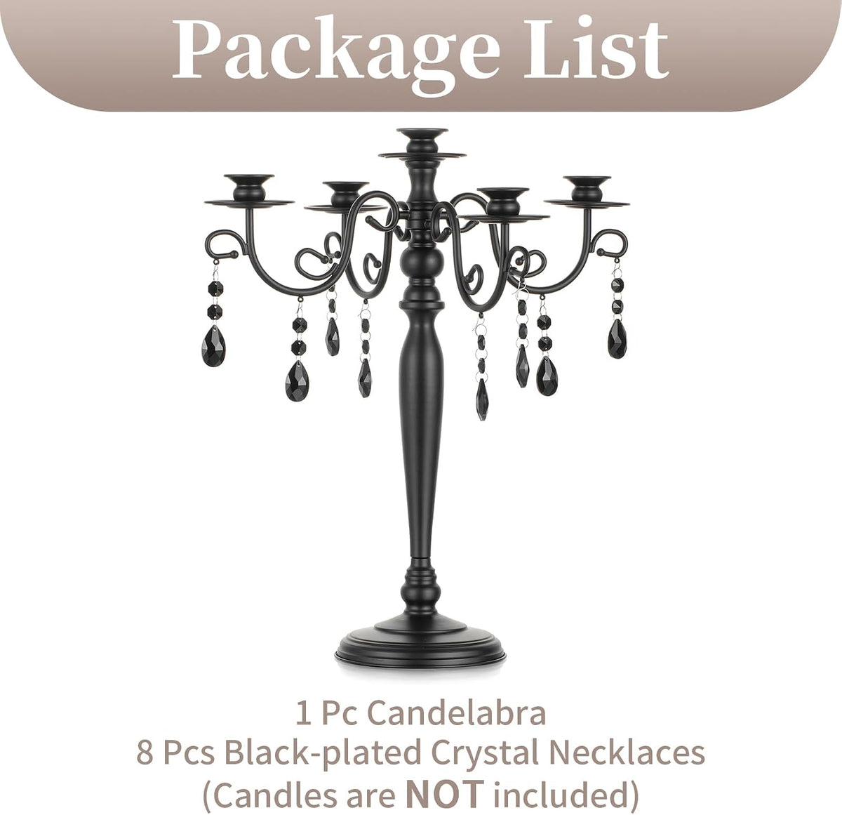 Sziqiqi Black Candelabra Centerpiece for Halloween: Gothic 5 Arm Candelabra