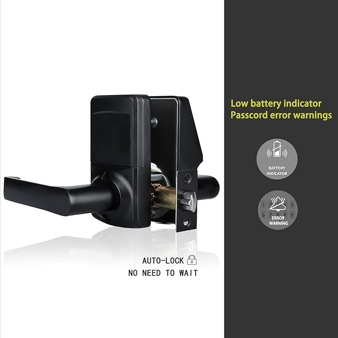 Keypad Door Lock with Handle, Digital Door Lock with Keypad Set, Keyless Entry - Image 6