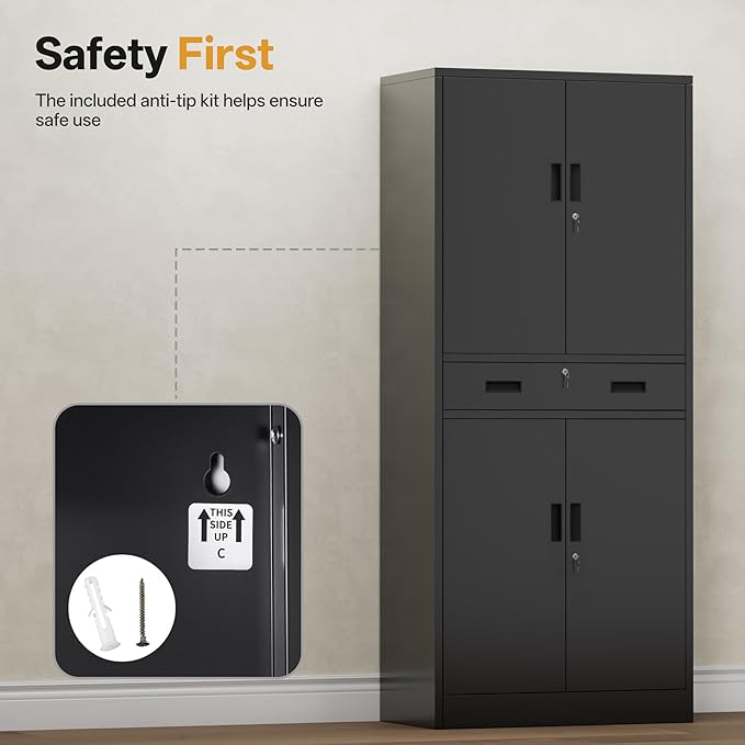 Metal Storage Cabinets with 1Drawer, Steel Storage File Cabinet - Image 9