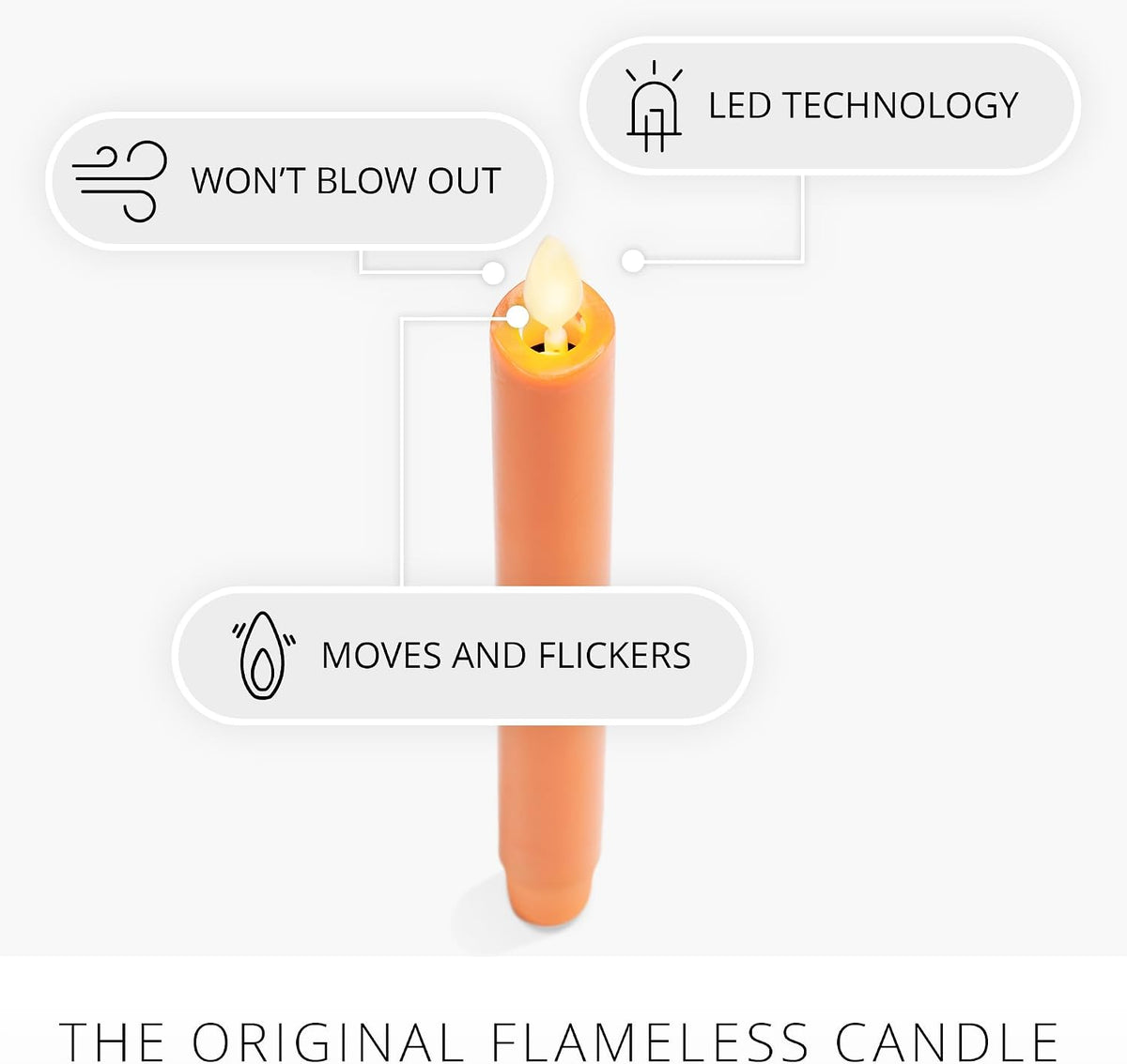 Luminara Taper, 1" x 9.5" AA Battery Wax Flameless Candle w/Timer, ...
