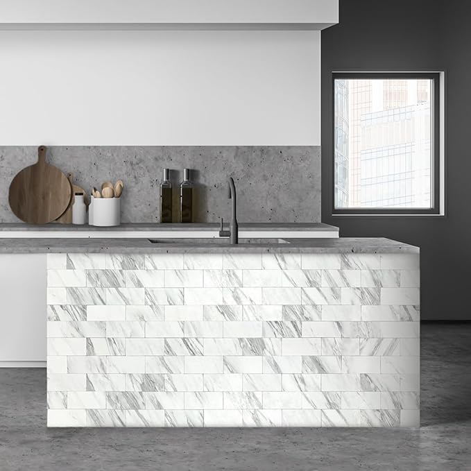 AULIGET 100-Piece White Marble Look Peel and Stick Backsplash Wall Tiles - Image 8