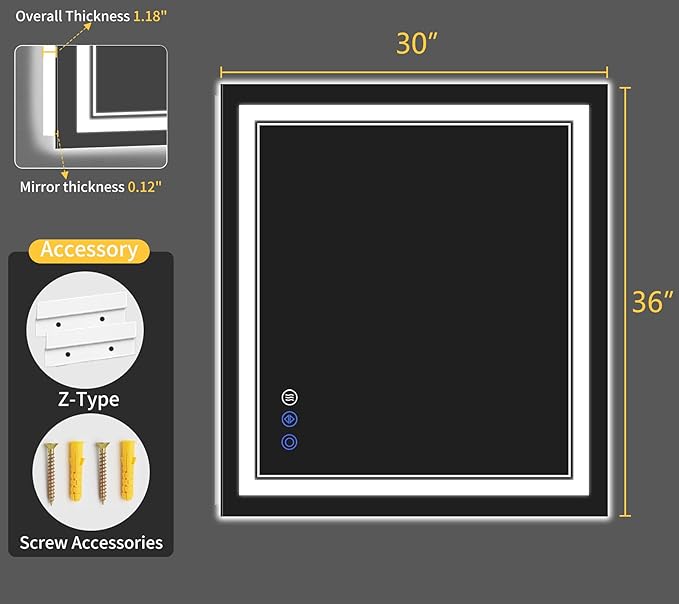30"x36" LED Bathroom Mirror - Image 8