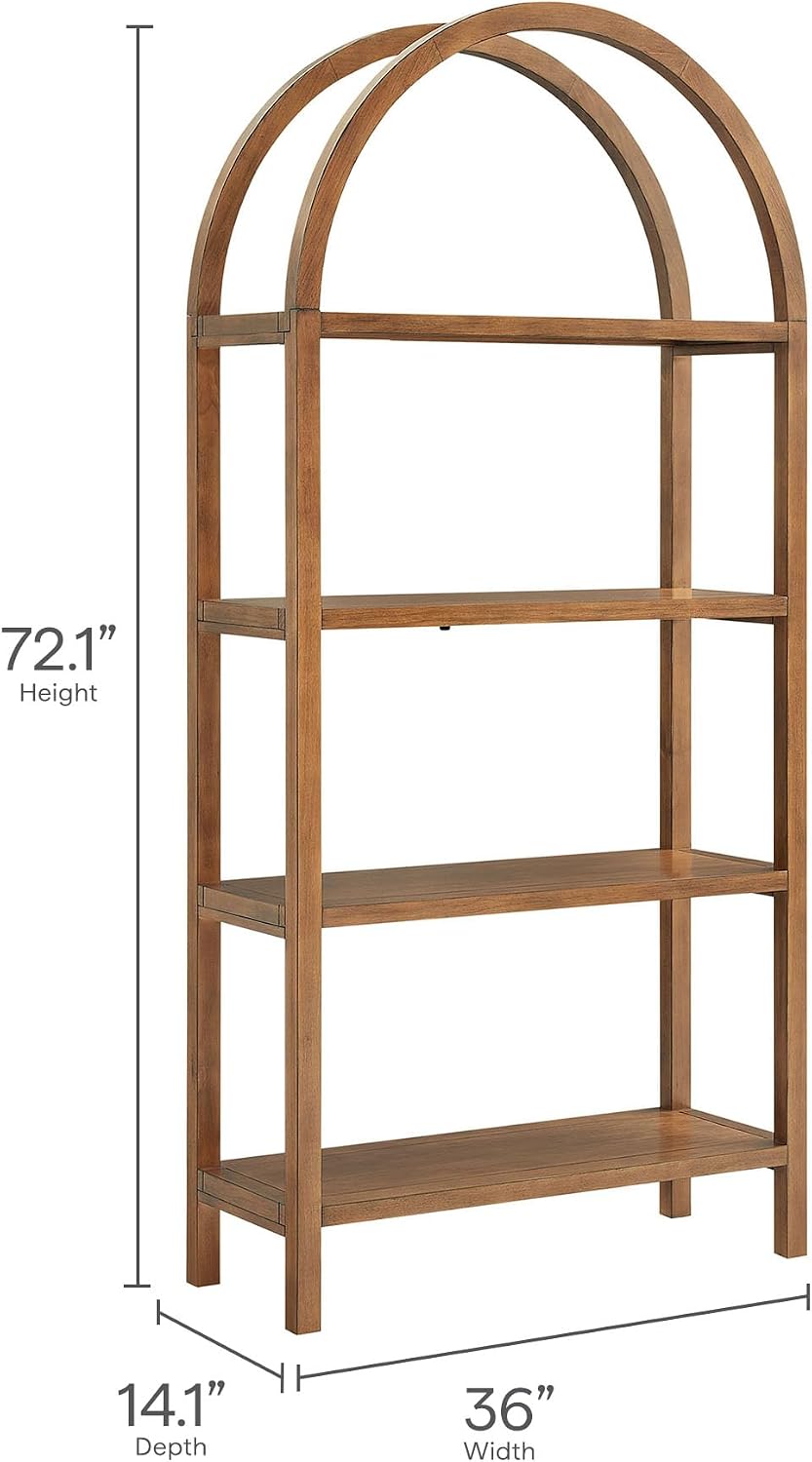 Modway Vexley 72 Inch Large Arched Bookshelf in Walnut โ Modern Pine and Acac...