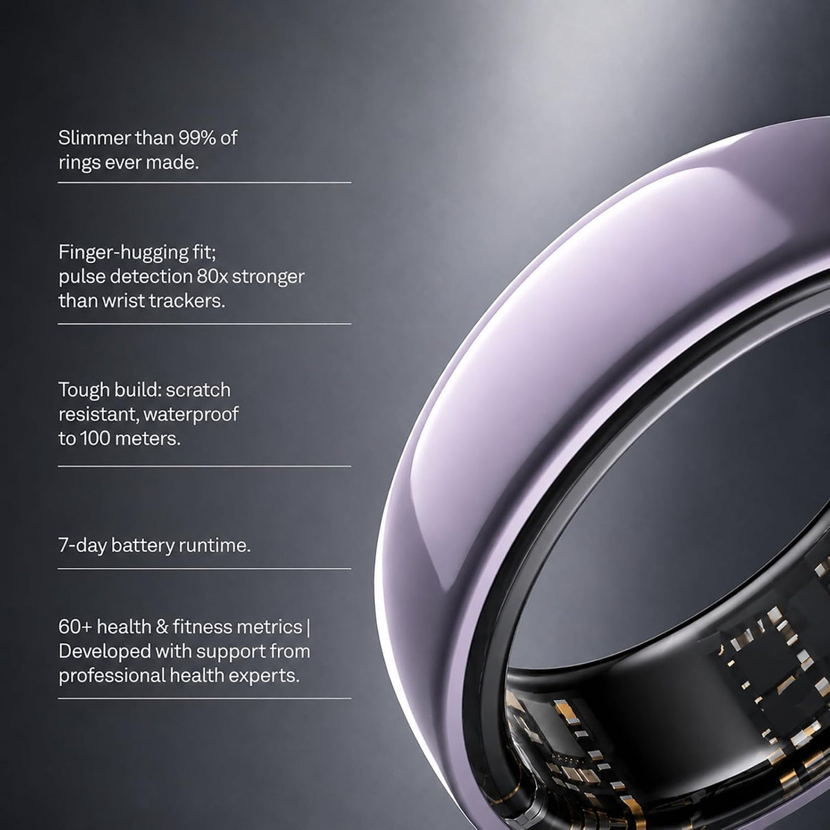 Slim Smart Ring for Women, Ceramic Health Fitness Tracker Pink๏ผ10#