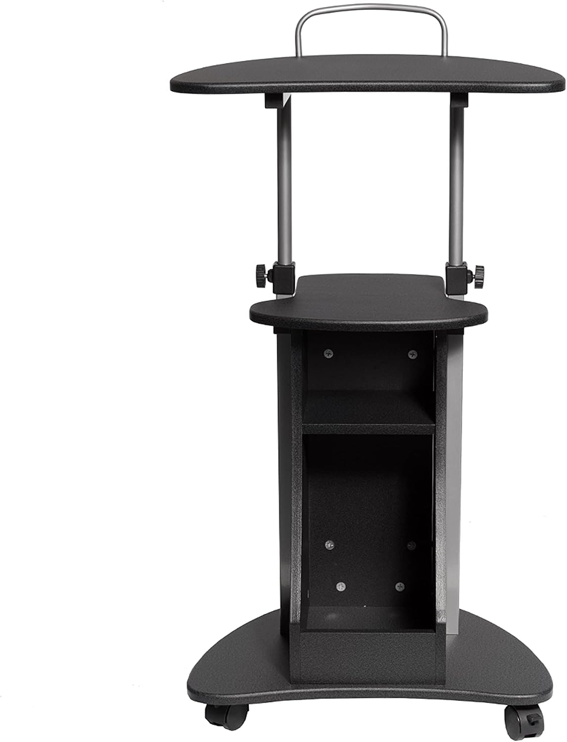 Techni Mobili Adjustable Height Rolling Laptop Cart with Storage, Graphite