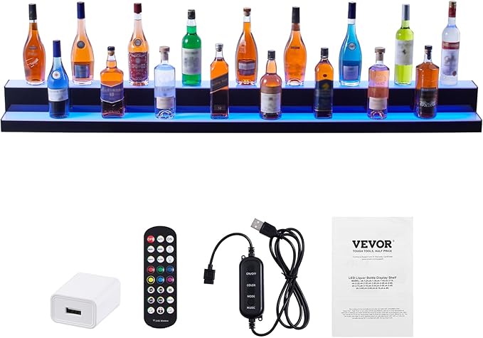 VEVOR LED Lighted Liquor Bottle Display, 2 Tiers 72 Inch Commercial Illuminated - Image 9