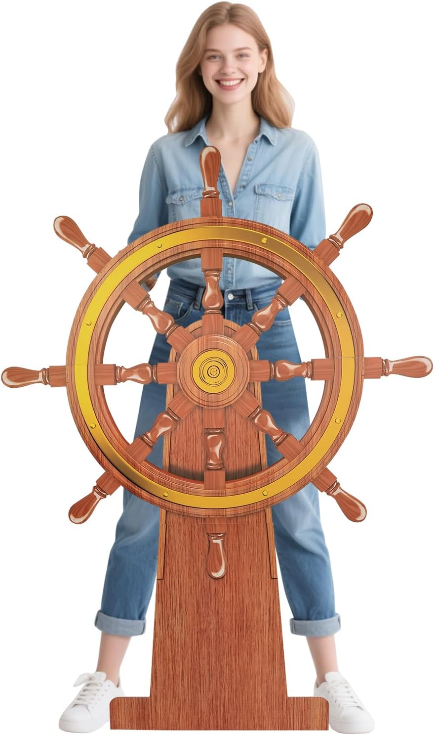 4 Feet Ship Wheel Cardboard Cutout Standup Nautical Party Decoration Large Pi...