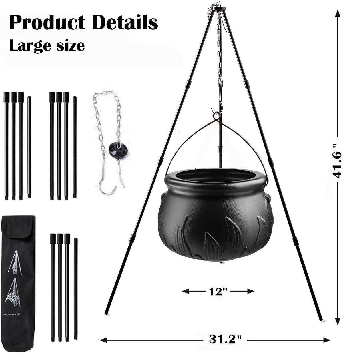 Halloween Decorations Outdoor - Large Witches Cauldron on Tripod with Lights ...