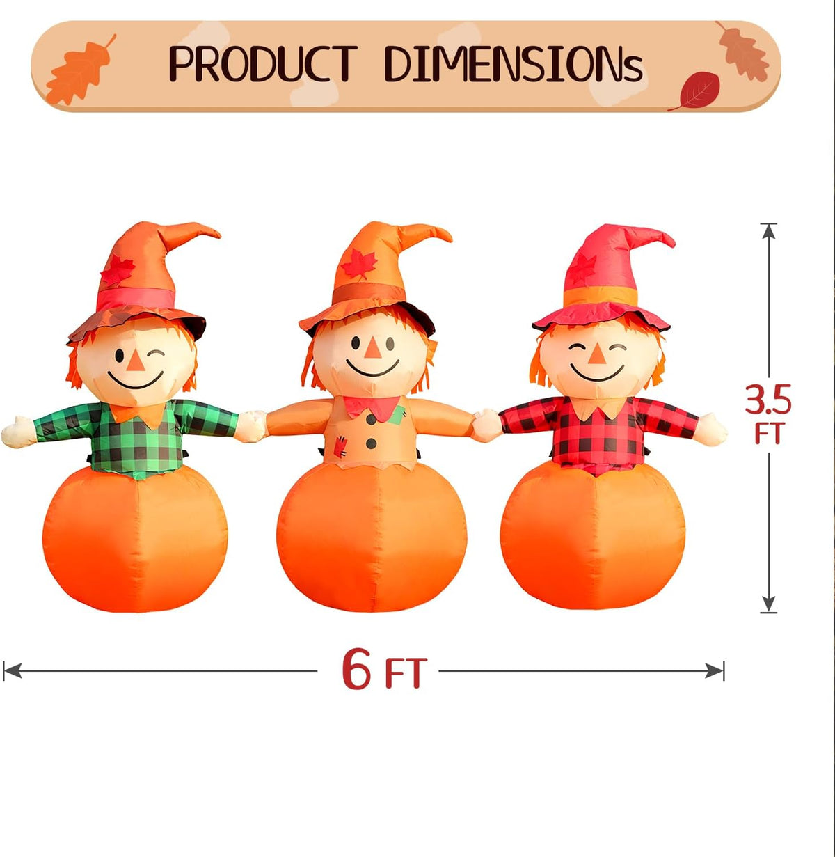 DomKom 6ft Fall Outdoor Inflatable Scarecrow Decoration, Halloween Thanksgivi...