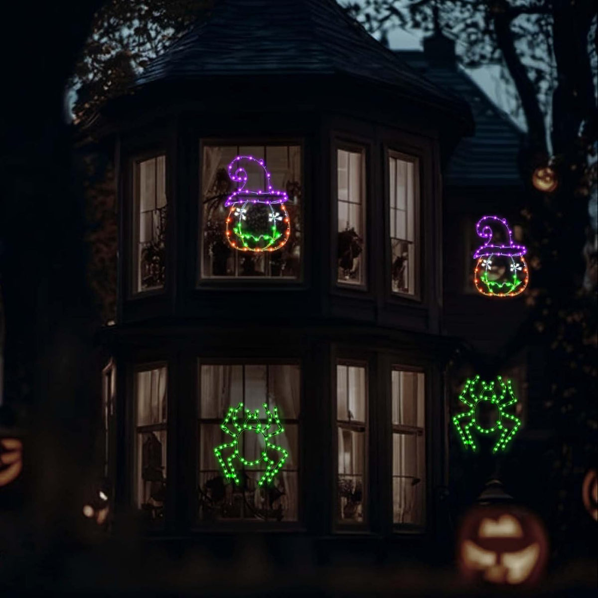 Halloween Window Lights, 2 Pack LED Waterproof Timer Indoor Decor