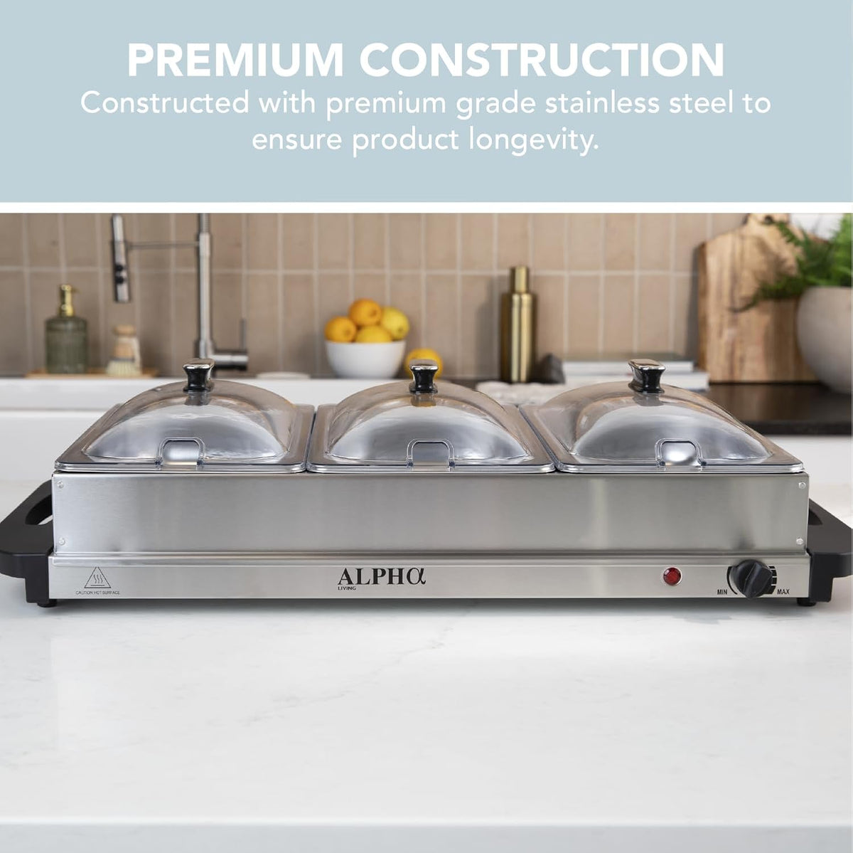 Alpha Living 3x2.5 QT Food Warmers for Parties Buffet Servers and Warmers โ P...