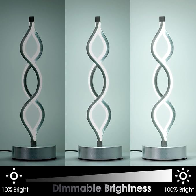 NUÜR Silver Lamps for Bedrooms Set of 2, Small Table Lamp, 3 Colour Temperature - Image 6