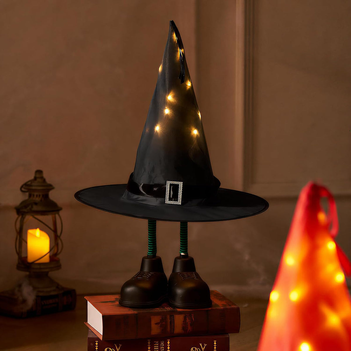 Halloween Decorations โ 2 Pack Spooky Light Up Witch Hat Ornaments