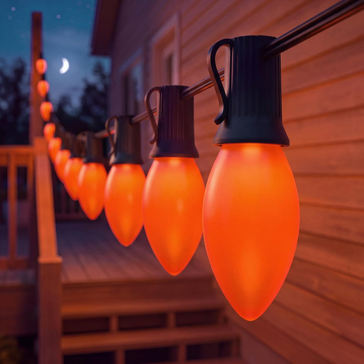 SUNSGNE C9 LED Halloween Orange String Lights 25FT Outdoor String Lights with...