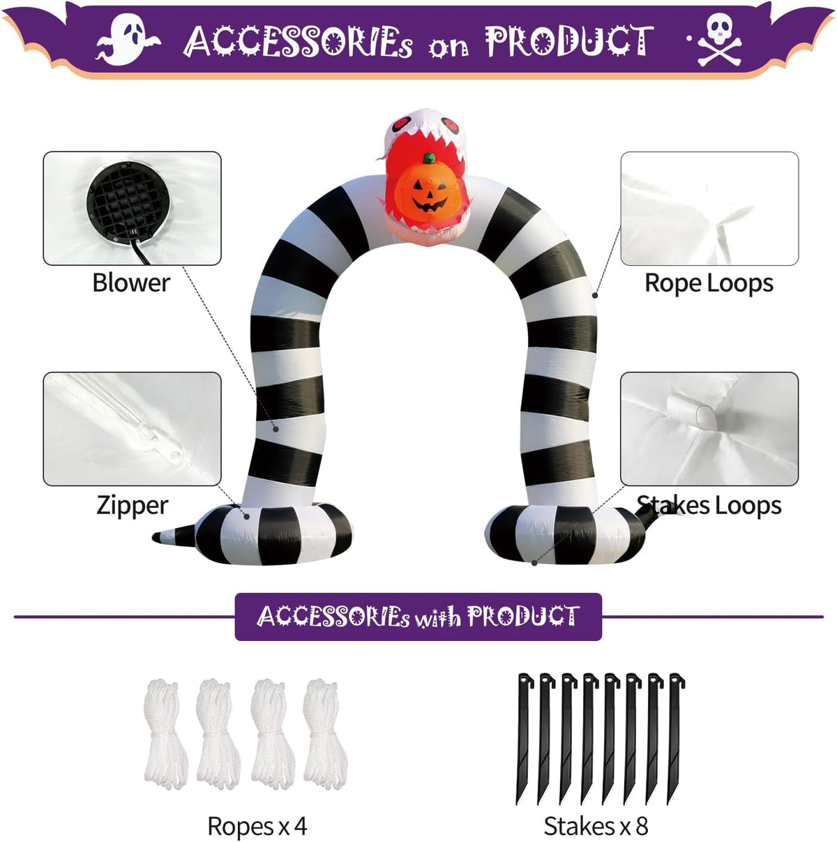 DomKom 10FT Halloween Inflatable Blow Up Decorations, 10FT Long 8FT Tall Sand...