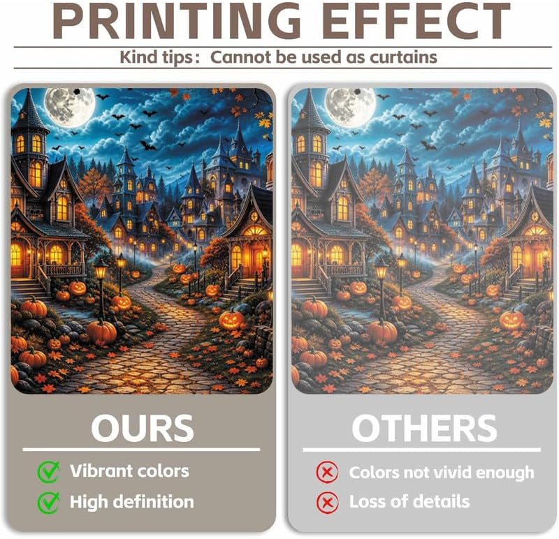 Halloween Spooky Haunted House Backdrop 10x8ft, Full Moon Pumpkin Village Cas...