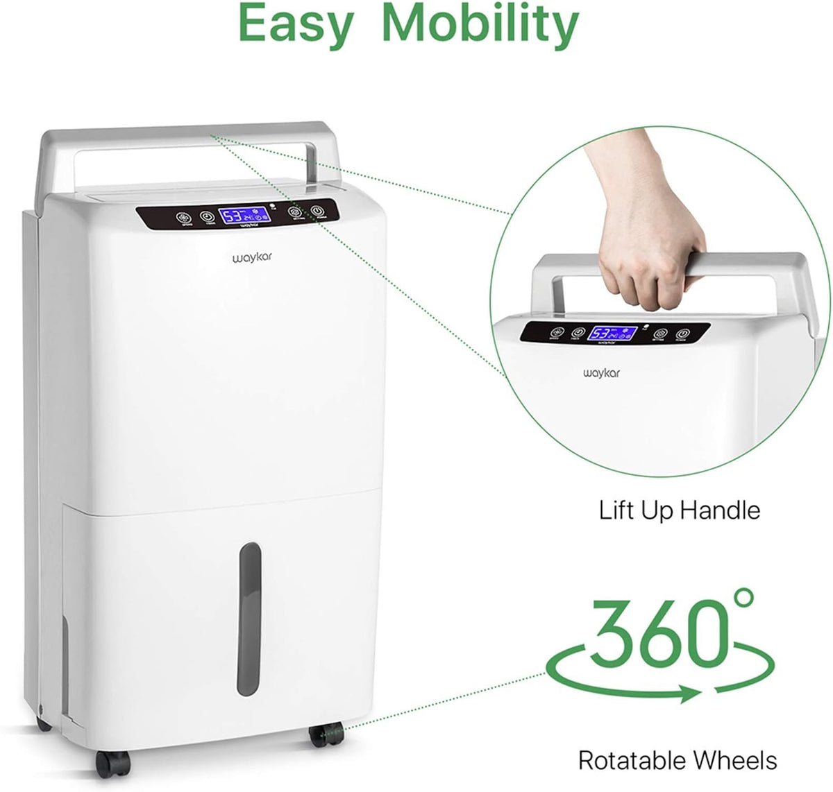 Waykar 34 Pints 2000 Sq. Ft. 2025 Energy Star Dehumidifier for Home