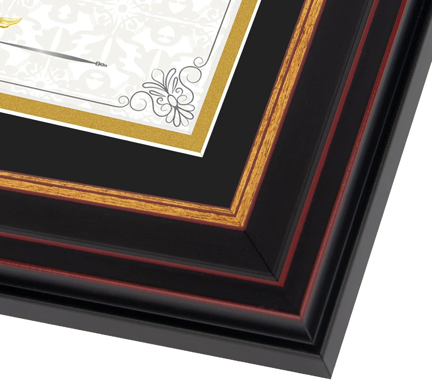 Frametory 6x8 Diploma Frame Black & Gold Mat/8x10 Without Mat Real Glass | Black Gold & Burgundy Color,Double Mat For 6x8, Pictures, Certificates ,Documents,Wall Display, Tabletop, Easel Stand