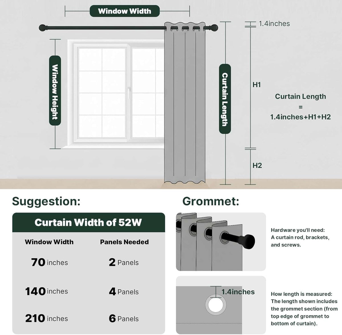 H.VERSAILTEX Blackout Curtains for Bedroom Living Room Thermal Insulated Drap...