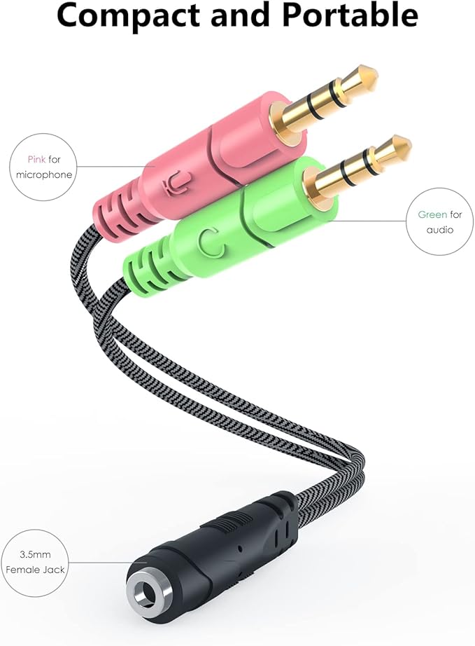 MillSO Headphone Splitter for Computer CTIA 3.5mm TRRS Female to Dual TRS Male - Image 7