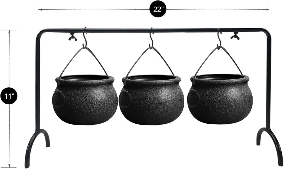 Halloween Decorations Indoor, 3 Pack Witches Cauldron Serving Bowls on Rack
