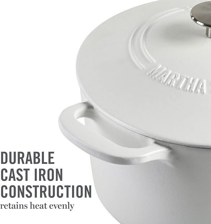 MARTHA STEWART Gatwick 7-Quart Enamel Cast Iron Dutch Oven Pot - Image 7
