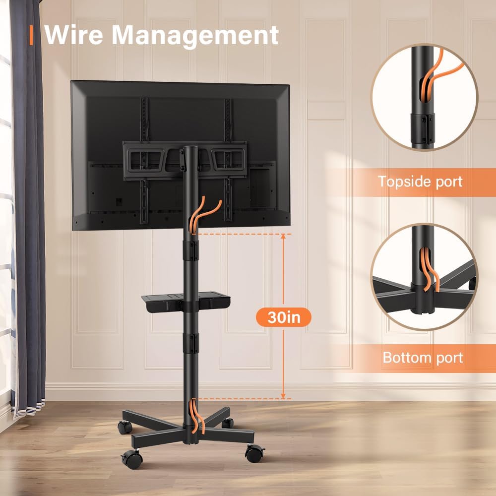 KKTONER Mobile TV Cart for 23 to 65 inch LCD LED Flat Screen/Curved TVs Floor...