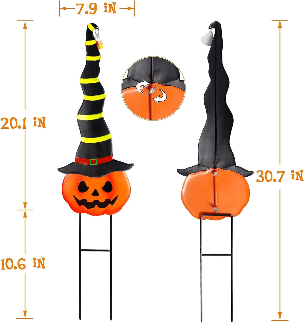 2 Pack Halloween/Thanksgiving Garden Decorations, Metal Jack-O-Lantern Yard S...