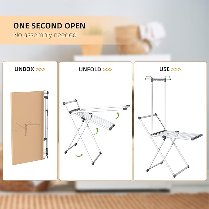 Unkqan Clothes Drying Rack, Foldable Laundry Rack - Image 7