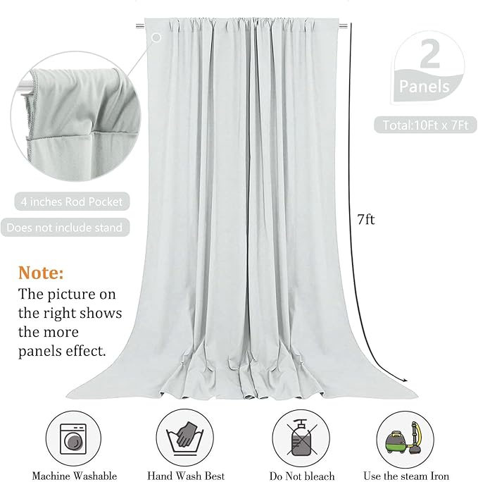 10 x 7 Feet Silver Backdrop Curtain for Partie, Background Curtains for Photo...
