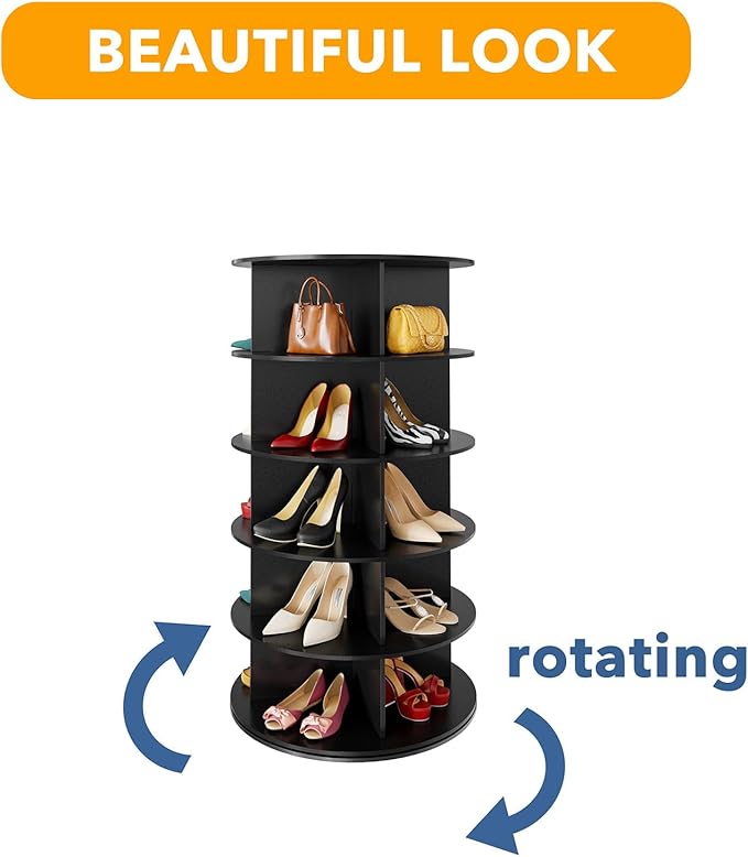 SpaceAid 5 Tier Rotating Shoe Rack Tower, Spinning Shoe Display Lazy Susan - Image 7