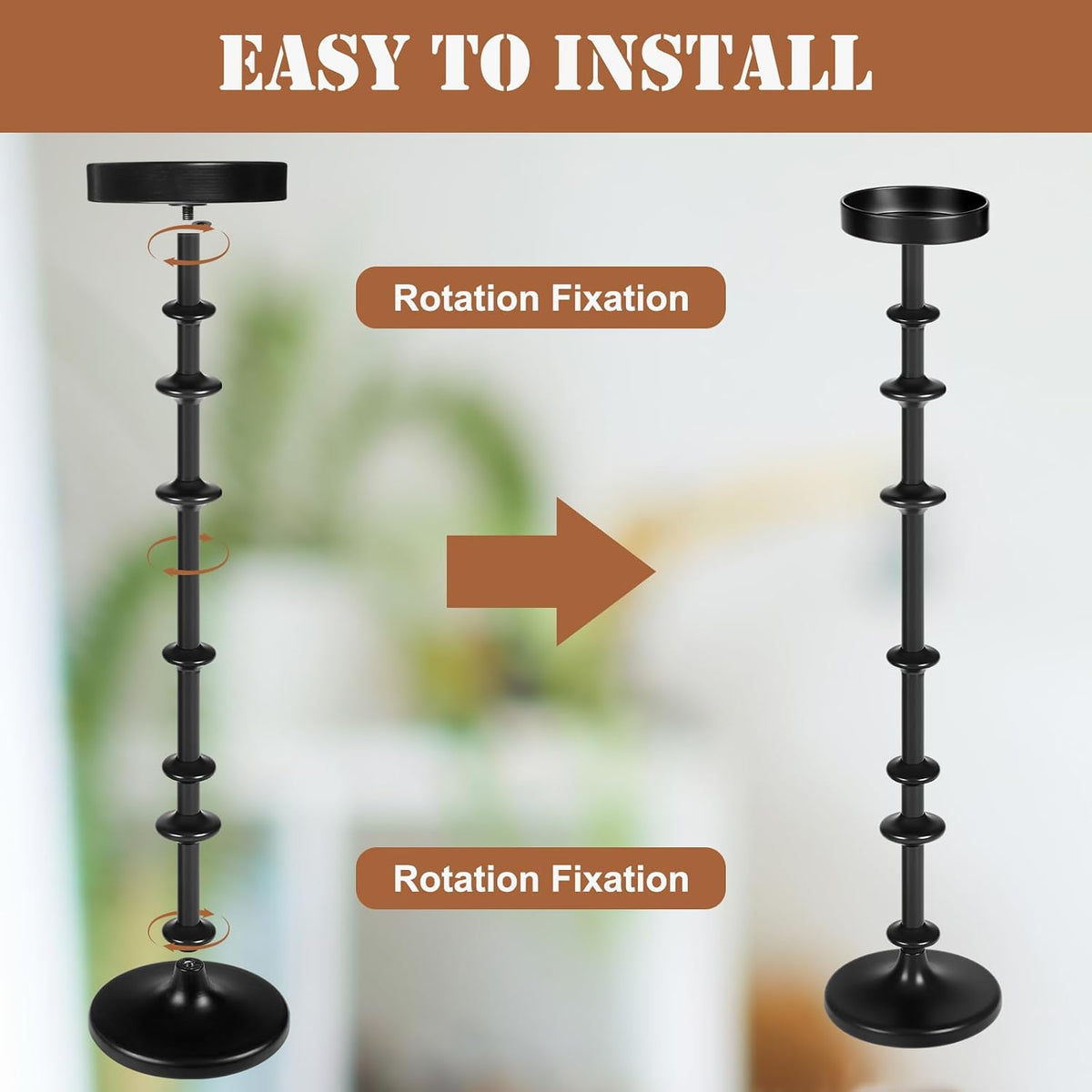 Maxdot Black Metal Pillar Candle Holder 36" 29" Tall Decorative Tap...