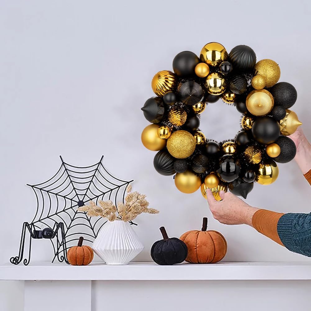 Halloween Ball Wreath 13" Xmas Wreaths Ornaments Glitter Thicken Shatter...