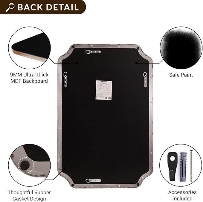 ANDY STAR Scalloped Bathroom Mirror, 24x32’’ Brushed Nickel Rectangle Mirror - Image 9