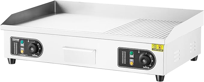 VEVOR Upgraded Commercial Electric Griddle, 2800W Countertop Half-Flat Top Grill - Image 9
