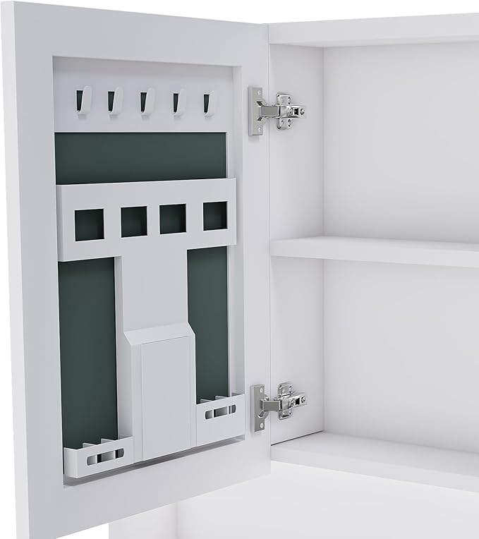White Wall Mounted Bathroom Mirror Cabinet - Image 9