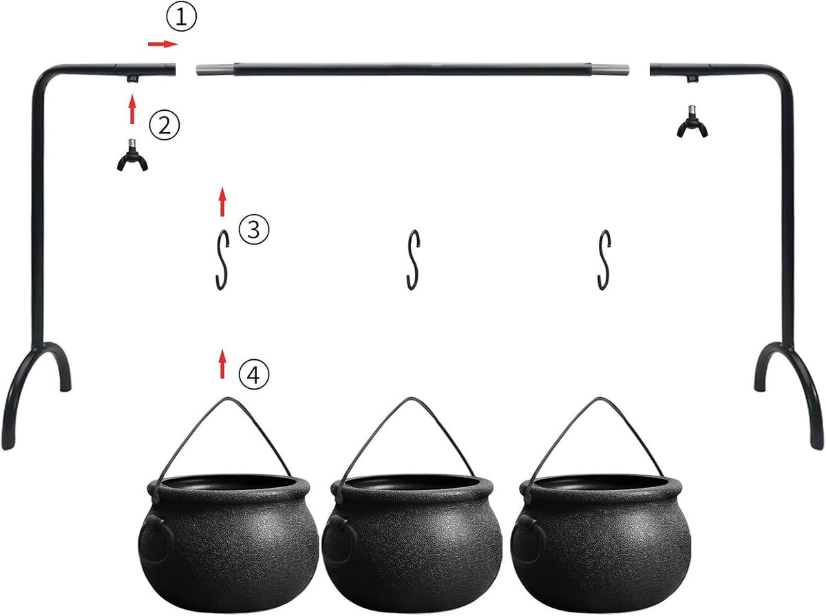 Halloween Decorations Indoor, 3 Pack Witches Cauldron Serving Bowls on Rack