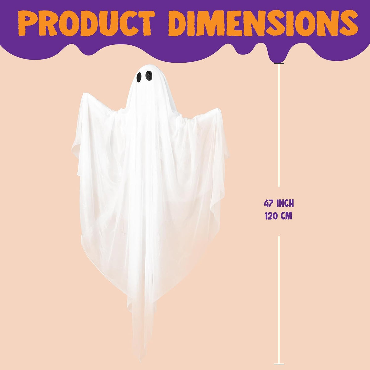 JOYIN Halloween Hanging Light up Ghost, 47โ White Ghosts with Warm White LED ...