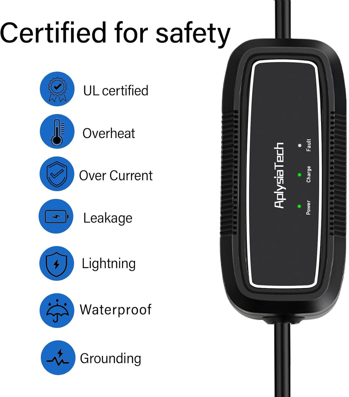 Level 1+2 EV Charger, 16Amp 110-240V, Portable SAE J1772 Electric Car Charger...