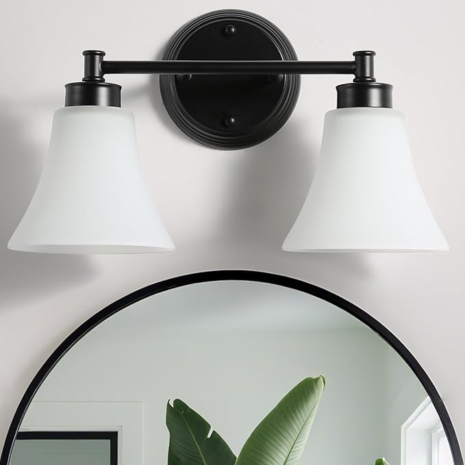 LOUSACE 2 Light Bathroom Vanity Light Matte Black Bathroom Lighting Fixtures - Image 10