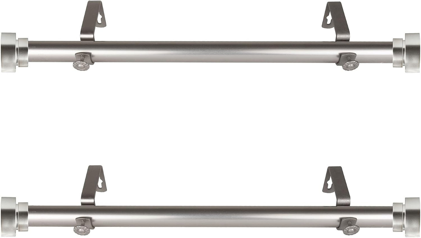 1 inch Side Curtain Rod 12-20 inch (Set of 2) - Satin Nickel