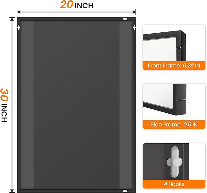 Bathroom Vanity Mirror for Wall, HD Shatterproof Glass, Hangs Horizontally or - Image 8