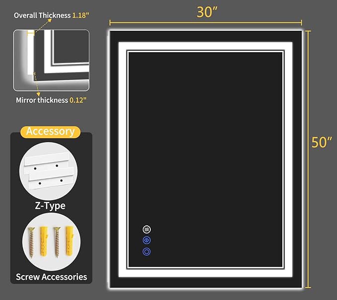 30"x50" LED Bathroom Mirror - Image 9