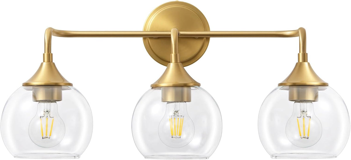 Gold Bathroom Light Fixtures 3-Light Farmhouse Vanity Light 22"